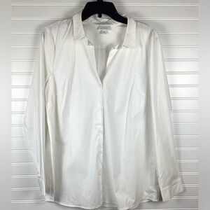 J Jill White Shirt Collection long Sleeves Button Down Shirt Size Large Cotton